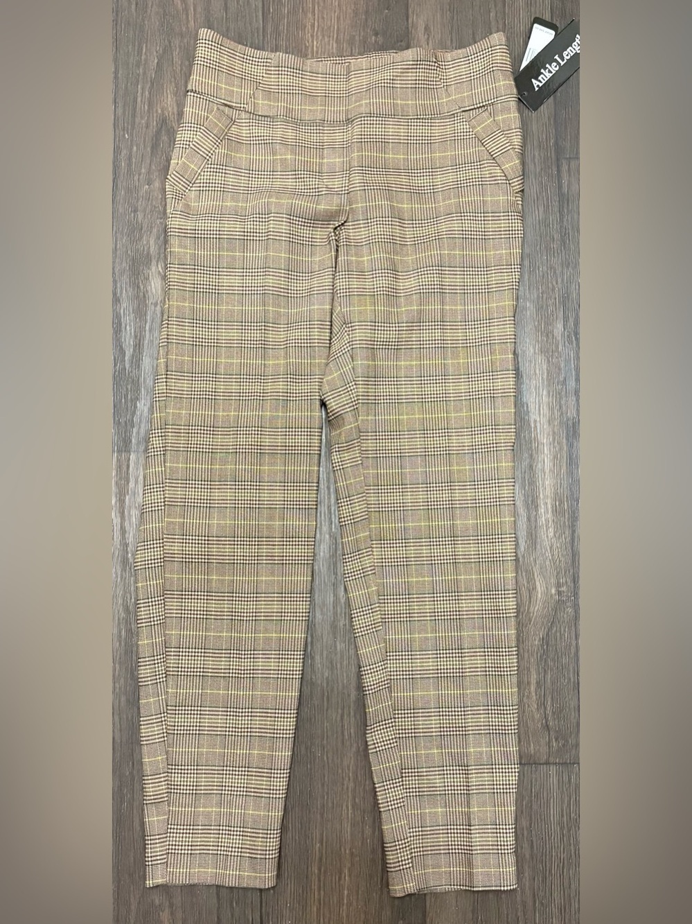 SOHO Apparel Ltd Plaid Ankle Pants Brown Checkered Slim Fit Size M